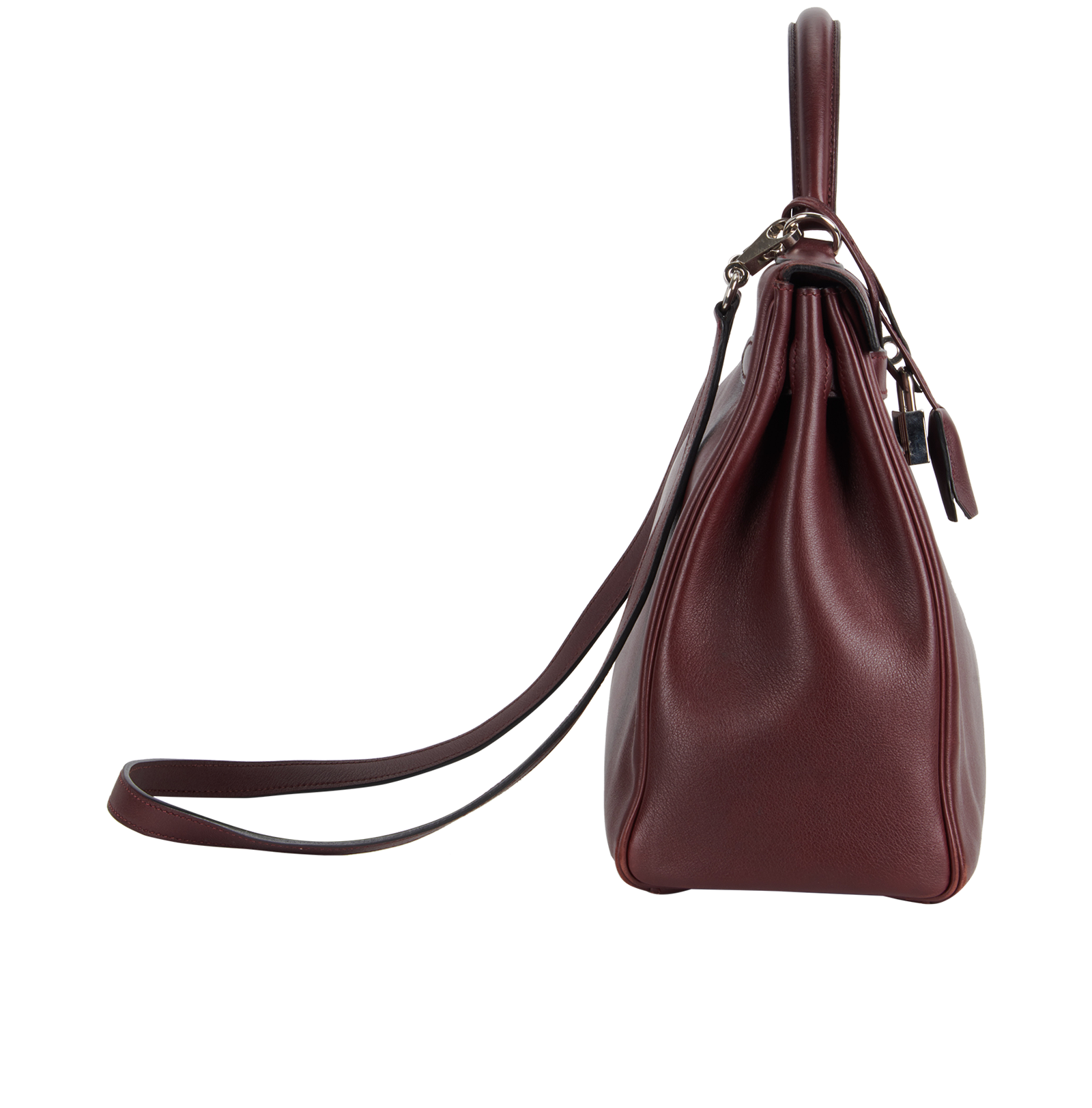Kelly 32 In Swift Bordeaux, &pound;8,000, Handbags, Burgundy, Leather, Side view